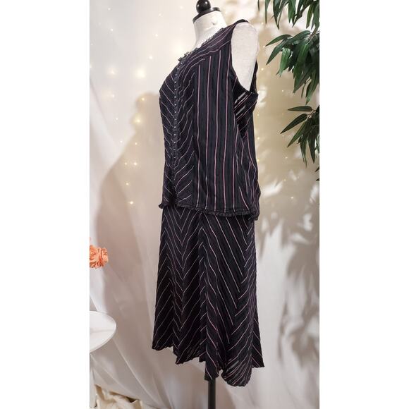 Vtg 90s Fashion Bug Sheer Overlay Stripe Corset Top Skirt Set Plus Size Gothic - Picture 3 of 16